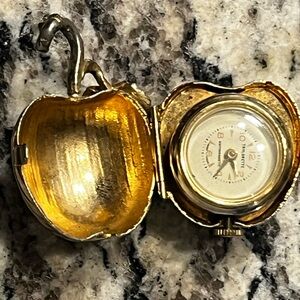 Taylorette Antimagnetic 1950s Fairy Gold Tone Swiss Apple Pendant Watch